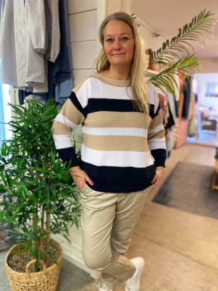 Hovedbilde Micha genser, marineblå/beige/hvit