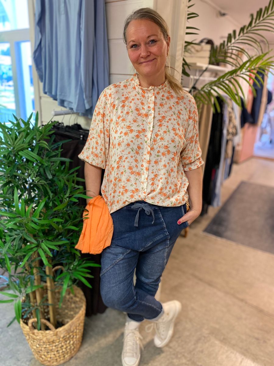 Fiona bluse, orange blomster
