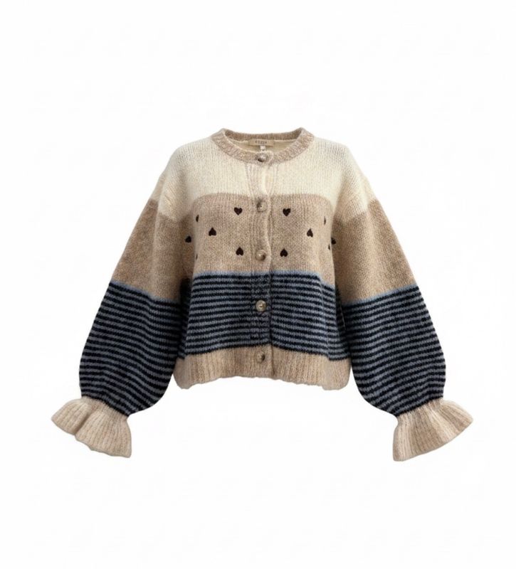 Safira Cardigan, Beige/blå