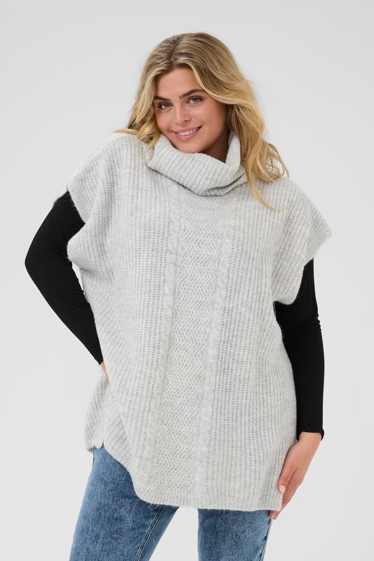 KC Mala Knit Poncho, Grey melange