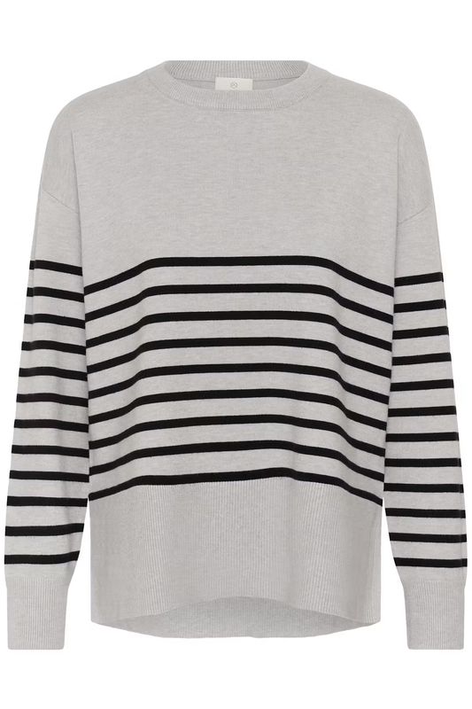 KA Limone genser, Grey melange/black stripes