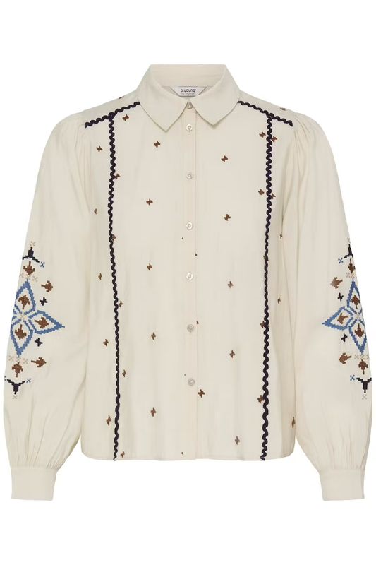 BYirisa skjorte, offwhite m/broderier