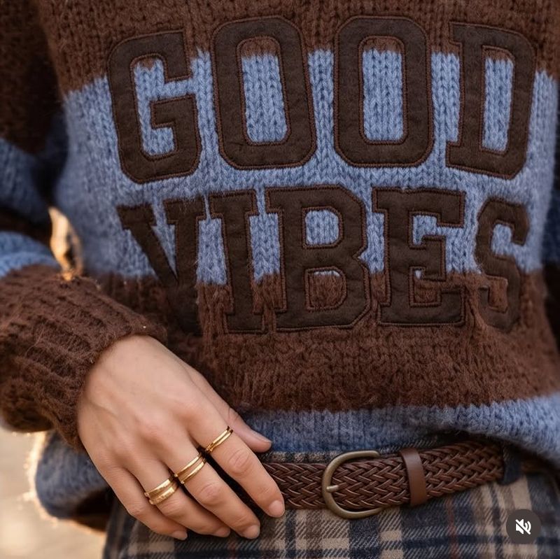 Good Vibes genser, Heather blue/brun