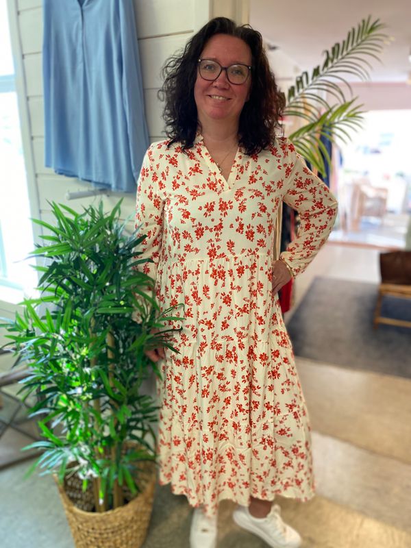 Eda SZ Maxi kjole, beige/rød