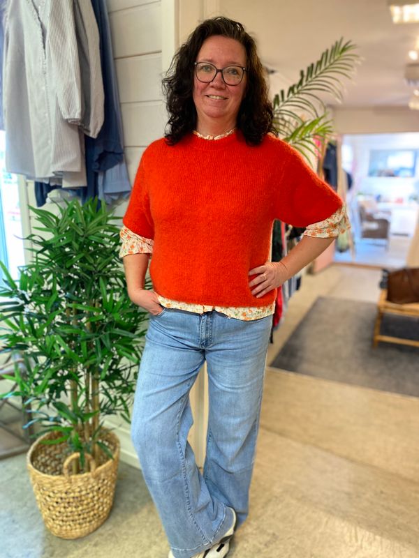 Mohair genser, orange/tomat