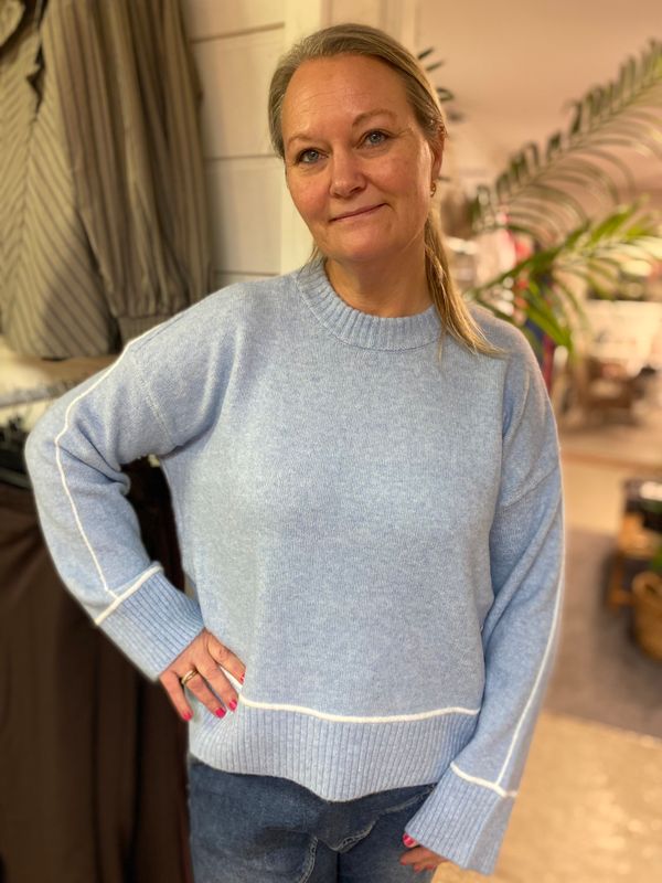 KA Jinie Knit Pullover, Powder Blue Melange