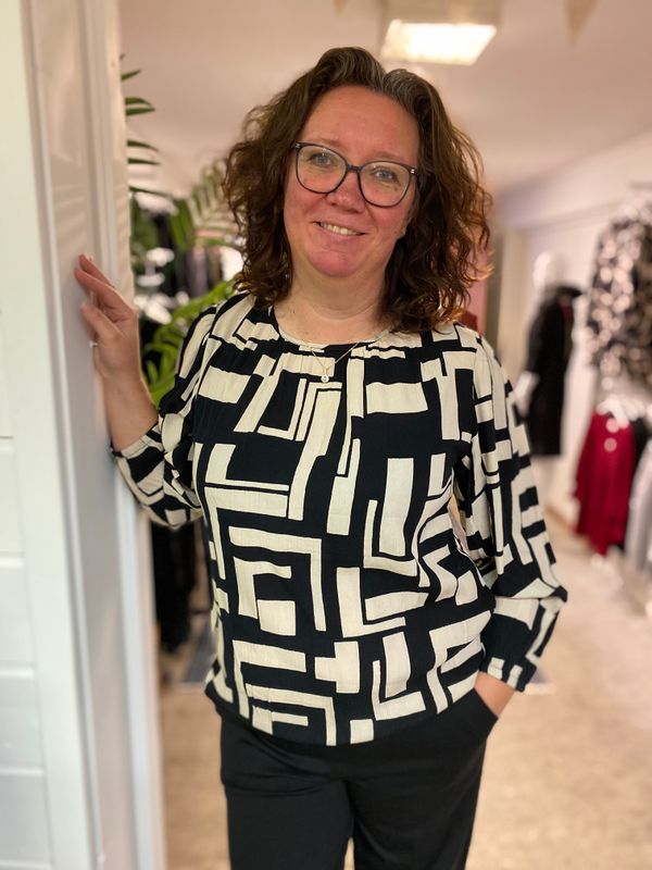 KA Lorina Amber bluse, svart/beige